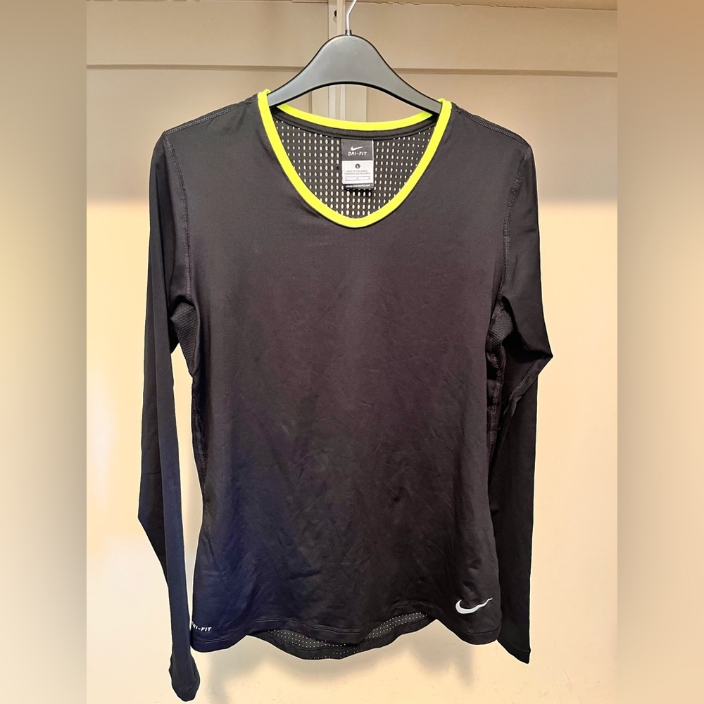 Nike Dri-FIT Black Top with Neon Yellow Accents